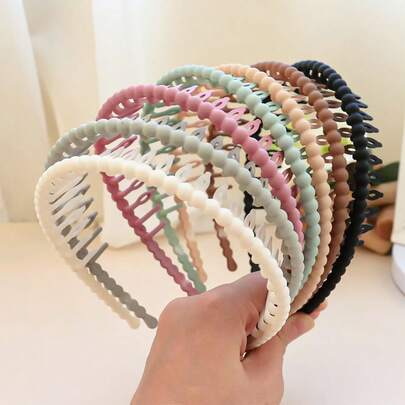 4条装全新清新圆形珠子防滑发带，带固定发齿和防滑面罩，简约防滑设计，男女通用，护发护肤，发带，发圈，锯齿发带，发饰