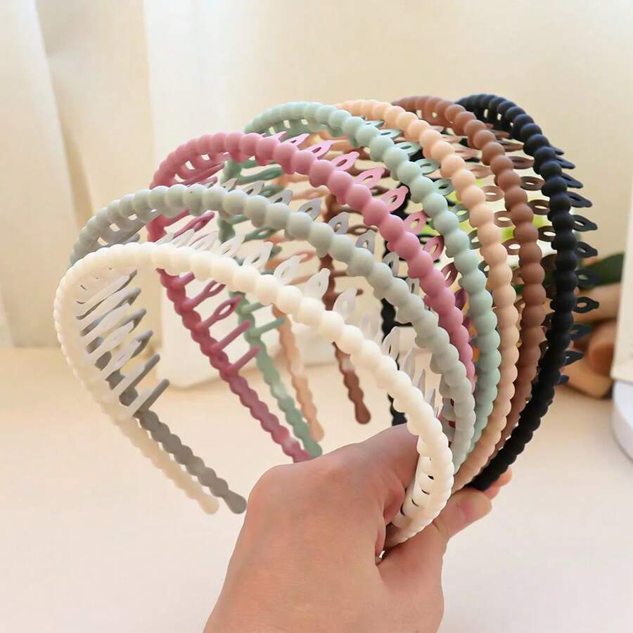 4 chiếc băng đô chống trượt hạt tròn mới, có răng cố định tóc và băng đô chống trượt cho mặt, thiết kế chống trượt tối giản, chăm sóc tóc và da unisex, băng đô, dây buộc tóc, băng đô răng cưa, phụ kiện tóc - Nhiều màu - Xem 1