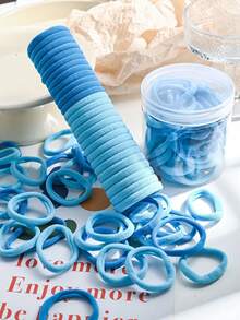 50 chiếc/chai Dây buộc tóc co giãn cao cấp cơ bản dành cho nữ, dùng để buộc tóc đuôi ngựa. - Màu xanh lam - Xem 2