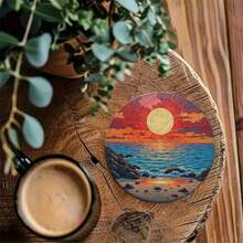 6pcs 2D Printed Ocean & Beach Shell Design Coasters, Made Of PET Material, Suitable For Patio, Kitchen, Living Room, Home Gatherings, Tabletop Decor, Great Gift For Friends & Family On Holidays, Weddings, Mother's Day, Birthdays, Party Accessories - Multicolor C - View 8