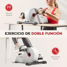 Sunny Health and Fitn Ejercitador de Pedales Bajo el Escritorio Bicicleta Estacionaria Portátil para Cardio en Casa Ciclo para Brazos/Piernas para Personas Mayores Conexión Bluetooth con SunnyFit - Gris - Ver 5