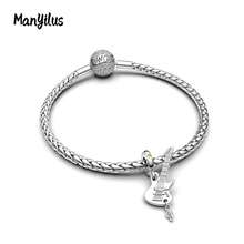 Bộ mặt dây chuyền hình trái tim bằng bạc Sterling 925 Manyilus, thiết kế hình ổ khóa, chìa khóa, cà phê, đính đá Cubic Zirconia, phù hợp với vòng tay và dây chuyền nguyên bản, món quà trang sức DIY lãng mạn dành cho phụ nữ. - Nhiều màu - Xem 2