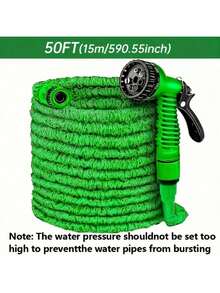 Green Flexible Expandable Hose With 7-In-1 Adjustable Nozzle, 7.5-60 Meter About25FT-200ft Extendable Water Pipe - Perfect For Car Washing, Lawn Irrigation, Plant Care, And Pet Bathing, All Season Use, Material, Hose With Connector - Multicolor - View 10