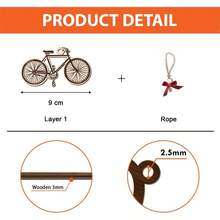 Wooden Ornaments Tree, Cute Bike Shaped Xmas Ornament Decoration, Rider Cycling Ornament Holiday Keepsake Gifts Sport Cycling/Biking Lovers, Cyclists, Riders, Bikers - Initial - View 4