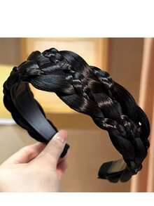 1件装奢华优雅编织皇冠发箍，中心心形防滑设计，舒适耐用的编织材质，适用于六股辫、假发、发髻等，适合居家、户外、宴会、庆典等各种场合，是女士的百搭高端发饰。 - 假髮髮箍 - 查看 6