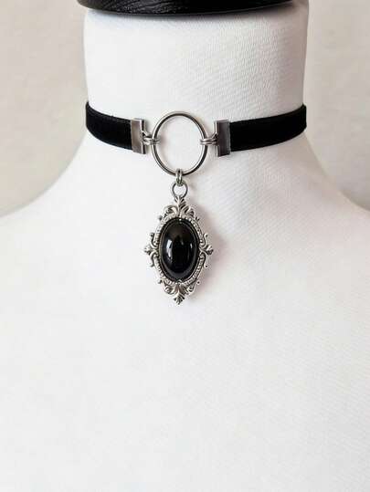 1pc Black Choker Pendant Victorian Gothic Goth Choker Rococo Necklace Gift Love For Her Romantic Charm Witch Jewelry Accessories