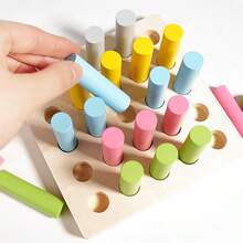 Juguete de clasificación de colores de madera Montessori, juguete de entrenamiento de habilidades motoras finas para niños, actividades del aula preescolar - Inserto cilíndrico - Ver 6