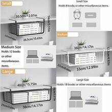 2 piezas Cestas de almacenamiento bajo el gabinete, Cestas de almacenamiento de alambre metálico colgantes para cocina, oficina, sala de almacenamiento, baño y gabinetes - Multicolor - Ver 2