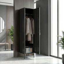 Metal Locker With Lockable Door And Clothes Hanging Rail, Individual Steel Locker For Home Or Office, Black. - 黑色 - 查看 1