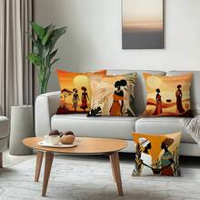4pcs Traditional African Pattern Pillow Covers, Single-Sided Printed Cushion Covers, Suitable For Living Room, Bedroom, Home Decor, All Seasons - Multicolor - View 6