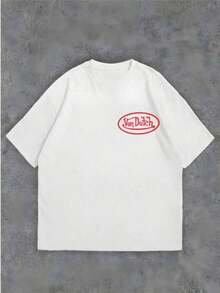 White 1pcs Women's Double Side Print Von Ditch Dragon Floral Design Red And Green Print Fabric Soft & Skin-Friendly Unisex Style Gifts For Spring Festival, Valentine's Day, St. Patrick's Day & World Cup-Van Dutch Dragon Print Women T Shirt Classic Americana Style Graphic,Summer Outfits,Vacation Outfits Women,Summer Outfits For Women,Spring Outfits For Women,Summer Tops,St Pattys Day Outfit,Easter Outfit Women,4th Of July - 白色 - 查看 2