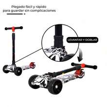 Scooter Infantil Ajustable con Luces LED Diseño Divertido para Niños Disponible en Rosa Azul y Negro - Azul - Ver 3