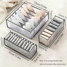 Wardrobe Clothing Divider Storage Box, Fashionable & Practical Underwear Storage Box, Sock Storage Box, Available In Multiple Sizes, Washable Drawer-Style Wardrobe Storage Box, Foldable Underwear Storage Bag - Grey - View 15