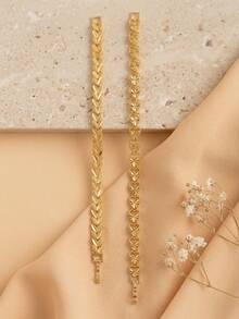 1 chiếc vòng tay mặt dây chuyền hình bông lúa và trái tim, thích hợp đeo hàng ngày cho nữ. - Vàng - Xem 6