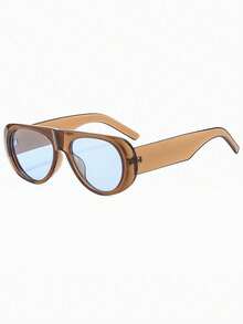 1pc Fashionable Oval Shaped Pendant, High-End Elegant, Casual Versatile, Suitable For Daily Wear - Tea Frame Blue Piece - View 4