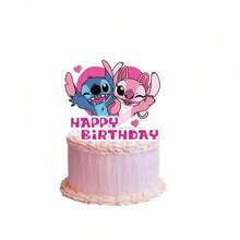 Disney 25pcs Pink Stitch Theme Birthday Party Decorations, Cake Toppers, Home Birthday Party Decor, Halloween & Christmas Decorations - Multicolor - View 3