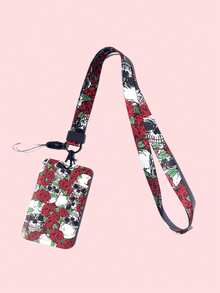 玫瑰骷髅图案卡套、姓名牌、挂绳、证件套、钥匙链带、证书架、证件夹 - A - 查看 6