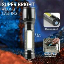 Super Bright Mini LED Flashlight Zoomable Strobe 5 Modes Rechargeable Outdoor Emergency Pocket Light For Outdoor Camping Hiking Emergency Use - Random Color(Blue Or Gray) - View 4