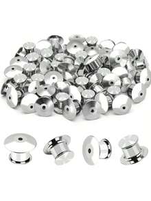 20pcs/30pcs/50pcs Locking Pin Backs, Metal Pin Backs, Suitable For Brooches, Enamel Lapel Pins, DIY Brooch Badge Findings - Silver - View 13