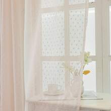 1件法式简约多色提花波点薄纱窗帘，适用于客厅、卧室、书房、阳台等多种场所 - 淺粉色 - 查看 4