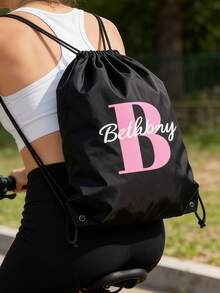 1/3/5 peças Saco de Presente com Cordão Personalizado com Inicial e Nome, Saco de Presente de Náilon Impermeável Personalizado, Bolsa com Cordão Reutilizável de Alta Qualidade com Cantos Reforçados, Múltiplas Cores Disponíveis, Perfeito para Páscoa, Dia das Mães, Dia dos Pais, Temporada de Formatura, Aniversário, Casamento, Chá de Panela, Ideal para Embrulho de Presente, Lembrancinhas de Festa, Embalagem de Presente e Sacolas de Presente para Feriados - Multicolorido - Visão 9