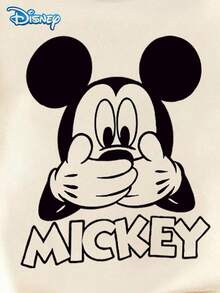 Disney Bộ áo thun ngắn tay và quần short in chữ Mickey Mouse dễ thương cho bé trai mùa hè, họa tiết hoạt hình, co giãn, phù hợp cho trẻ sơ sinh mặc hàng ngày. - Màu be - Xem 5