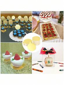 100pcs Mini Round Gold Paper Cake Bases, Disposable Paper Cupcake Liners, Suitable For Wedding, Birthday Party, Dessert Display, Pastry Boards, Grease & Moisture Proof, Christmas - Round - View 6