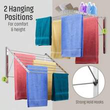 Smartsome - Estante de Secado de Ropa montado en la Pared 56 cm de Ancho Capacidad de 4.6 m lineales 8 Varillas Redondas Lisas de Acero Inoxidable Capacidad de 27 kg Compacto Totalmente montado - pago - Ver 3