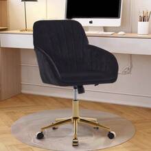 Height-Adjustable Office Swivel Chair For Home And Bedroom, Ergonomic Swivel Chair With Backrest, Suitable For Long Periods Of Sitting. - Black - View 5
