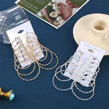 BMOR 12Pairs/6Pairs Simple Punk Hoop Earrings Set Big Circle Earrings Jewelry For Women Girls Ear Hoops Earring Round Oversized Earrings - Hoop Earring Set - View 6