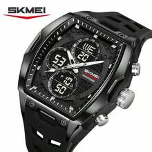 SKMEI 2601 男士模拟石英表,运动计时码表,防水,大表盘数字石英腕表,配硅胶表带 - 均碼 - 查看 13