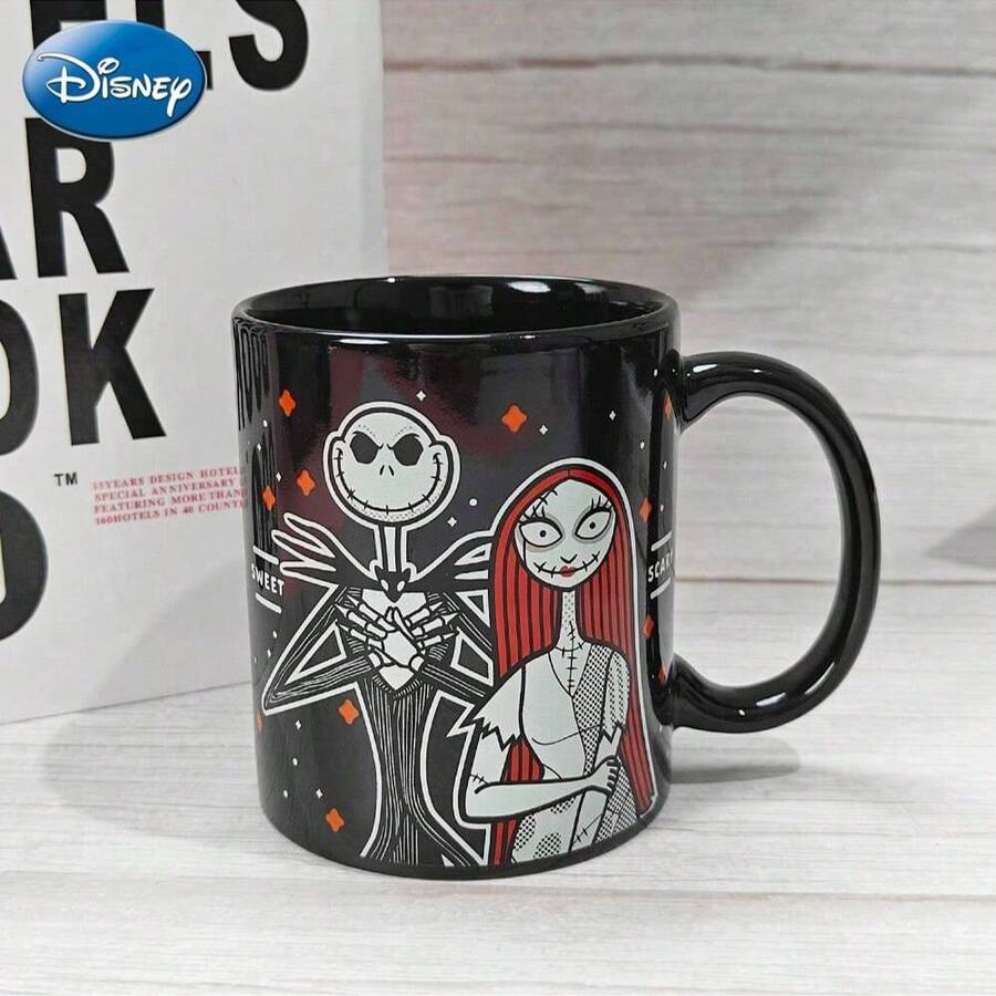 Monogram 1pc Disney Officially Licensed Sally Ceramic Mug Glow In The Dark Color Changing Coffee Cup With Lid Gothic Aesthetic Cauldron Mug Water Cup Birthday Gift For Fans Movie Merchandise Halloween Home Decor Drinkware Kitchenware - Black - View 1