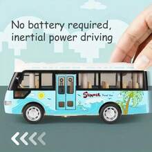 Blue Inertia Bus Doll, Friction Powered Mini City Bus Model, Children's Simulation Vehicle Doll, Kids Gift, Doll Car, Children's Doll, Car, Boys Doll - Multicolor - View 10