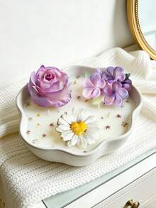 1/2Pcs 3D Floral Silicone Candle Mold - Epoxy Resin Rose & Heart Shaped Daisy Plumeria Flower Moulds-Handmade DIY Soap/Aroma Gypsum Diffuser Stone/Clay/Plaster,Gift For Wedding Graduation Birthday/Festival/Mother's Day/Valentine's Home Decor - White - View 3