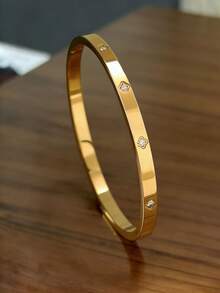 3件套18K镀金不锈钢四叶草手镯套装，适合派对和日常佩戴，欧美风格，个性优雅，镶嵌奢华立方氧化锆手链，婚礼首饰套装，是婚礼、生日和情人节的完美礼物。 - 金色 - 查看 9