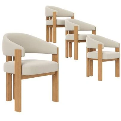 Set Of 4 Ergonomic Dining Chairs With Thick Padding, Sturdy Iron Legs And Wood Look – Breathable And Easy To Clean, Ideal For The Bedroom, Dining Room And Living Room.
