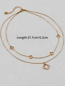 1 chiếc vòng cổ hình cỏ ba lá hai lớp tối giản, thanh lịch, đa năng, phù hợp đeo hàng ngày. - Nhiều màu - Xem 3