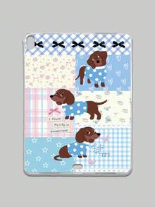 1 件装拼接蓝色格子腊肠犬印花透明平板电脑保护套，饰有蝴蝶结、星星、爱心元素，可爱又治愈，充满少女魅力，兼容 iPad Pro 11 英寸、Air 2、Air 第五代（2022 年）、Air 11 英寸（M2，2024 年）、Air 11 英寸（M3，2025 年）、第十代 - 無色 - 查看 11