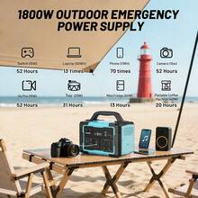 1800W Portable Power Station , 1024Wh LiFePO4 Battery, 1.2H Fast Charging, UPS Function, 4x1800W AC/100W USB-C Output Use As A Solar Generator For Home Backup Power, Camping & RVs,7 Colors To Choose From - View 4