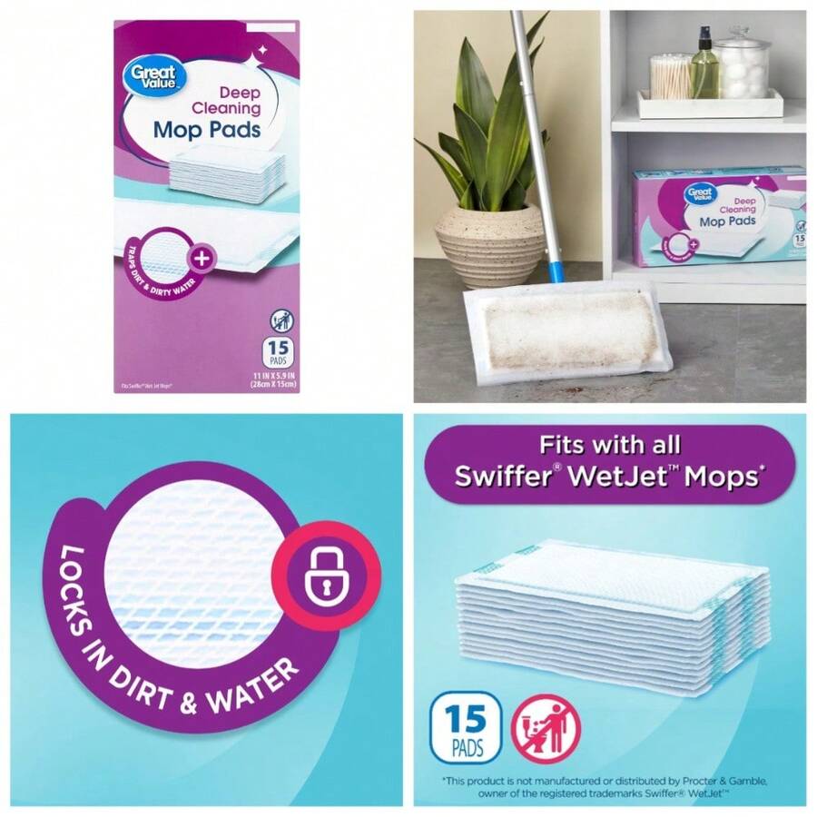 Deep Cleaning Microfiber Mop Pads Replacement 15-Pack For Floor Cleaning - 1 - Xem 1