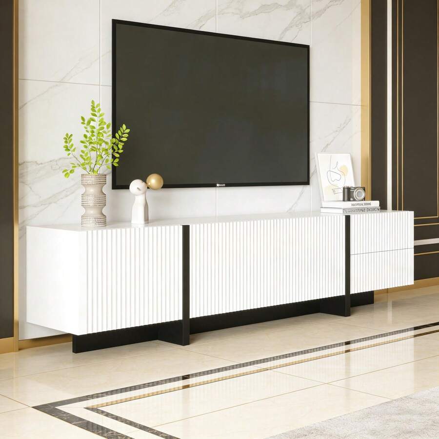 Television Stands & Entertainment Centers - 黑白 + 中密度纖維板 + 刨花板 + 50-59 英寸 - 查看 1