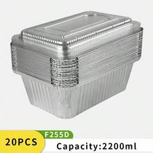 20个一次性加厚铝箔长方形餐盒，外卖盒，耐热，适用于烤箱和空气炸锅 - 銀色 - 查看 9