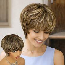 优雅P4/27直发短假发，女士时尚短发造型，巴西原生发无缝假发，适合日常佩戴、派对、母亲节、节日等场合。 - S4/27 - 查看 14