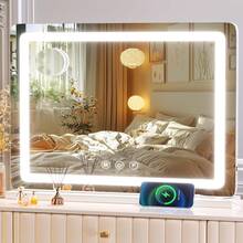 Large LED Makeup Vanity Mirror With 10X Magnification & Dimmable Lighting - Round White Led - View 7