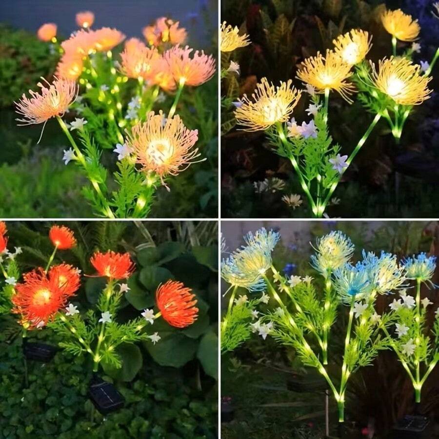 1个太阳能户外蜘蛛百合花园插地灯，防水花茎灯，适用于小径、庭院、门廊，是母亲节、祖母节礼物以及婚礼/露营装饰的理想之选。