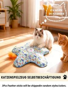 Interactive Cat Toy With 3Pcs Hidden Moving Feather(Random Shipping), Rechargeable Cat Toys With Animals Song Gifts For Cats, Suitable For Indoor Play, Cat Toy Movement - Green - View 2