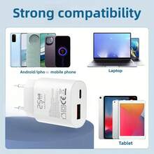 Fast Charging EU Plug Type C E F 220-240V Wall Charger 25W USB C Super Fast Charger, Type C +USB A Port Charger Fast Charger Block PD/ GaN/ PPS Charger Compatible With Samsung Galaxy S24 S23 S22 Ultra Plus S20 Note10 Tab S8 Ultra With 100cm/3.3ft Long Data Cable Spring Gift - EU C Type Plug(220-240V) - View 7