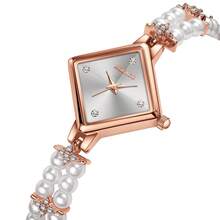 MOKAGO 女士可爱优雅方形个性化手链表带手表，独特创新设计，不规则方形表盘设计 - 玫瑰金 - 查看 12