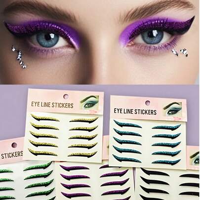 Self-Adhesive Eyeliner Stickers, Body Decorations, Eye Decorations, Eye Corner Decorations, Retro Art Style Festival Makeup, Suitable For Stage Makeup, Parties, Nightclubs, Holidays, Christmas, New Year Parties, Graduation Season And Other Occasions