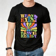 Colorful Retro  Floral Vintage Streetwear Casual Unisex Printed Fashion T Shirt Fashion Tee New Cotton Short Sleeve Crew Neck - 黑色 - 查看 3